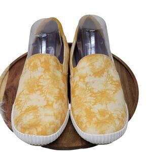 Dr Scholls Jot It Down Yellow Tie Dye Comfort Deck Slip On Women's Shoes 9.5